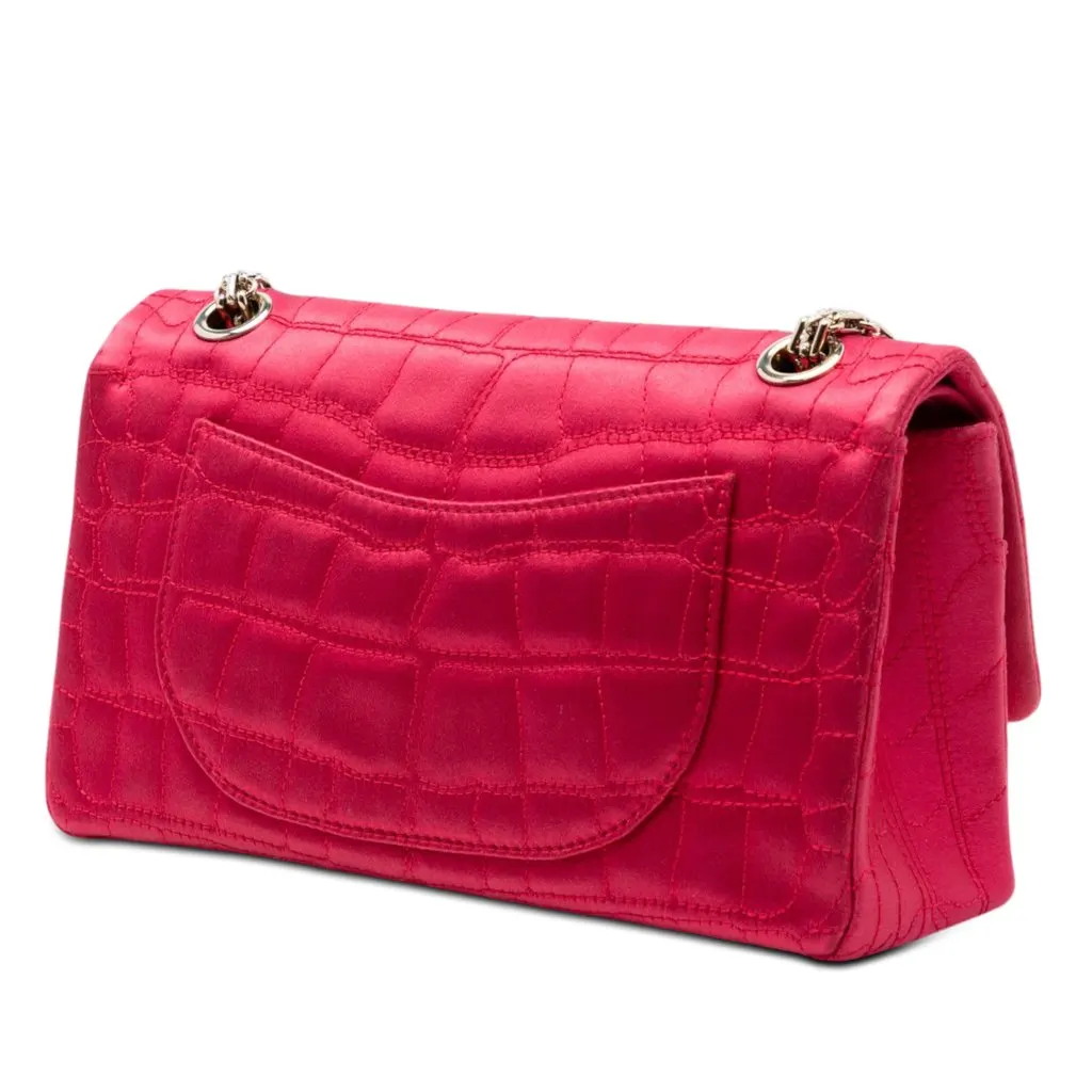 Chanel Croc Quilted Satin Reissue 2.55 Double Flap 225 Pink Very good - Back View