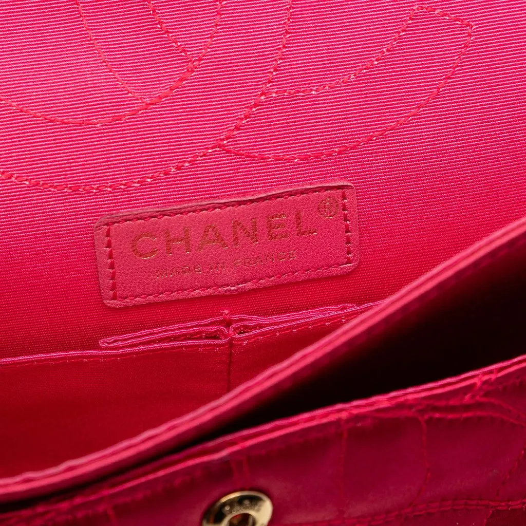 Chanel Croc Quilted Satin Reissue 2.55 Double Flap 225 Pink Very good - Box View