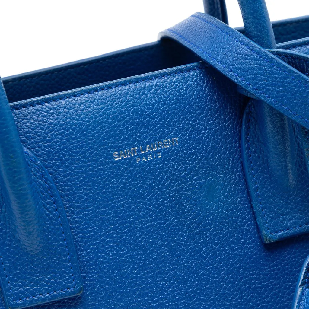 Saint Laurent Baby Leather Sac De Jour Satchel Blue Leather Very good - Box View