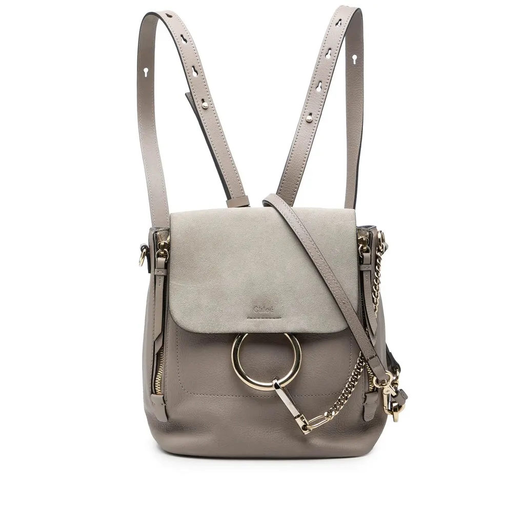 Chloé Medium Calfskin and Suede Faye Backpack MultiColor Leather Good - Front View