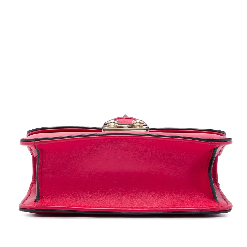 Valentino Mini Leather Rockstud Glam Lock Crossbody Pink Leather Very good - Inside View