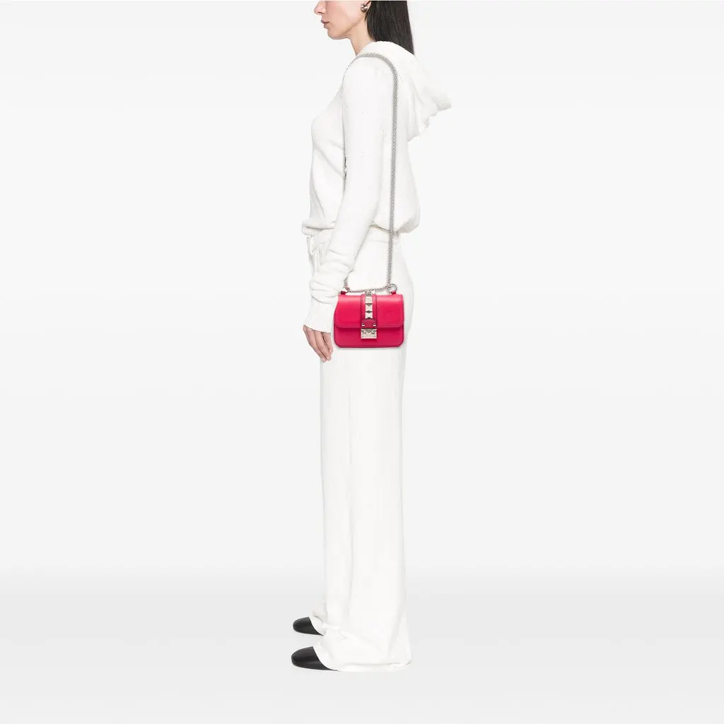 Valentino Mini Leather Rockstud Glam Lock Crossbody Pink Leather Very good - Box View