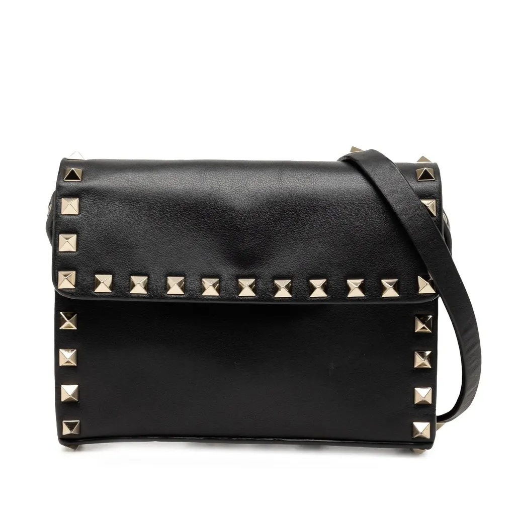 Valentino Mini Leather Rockstud Crossbody Black Leather Very good - Front View