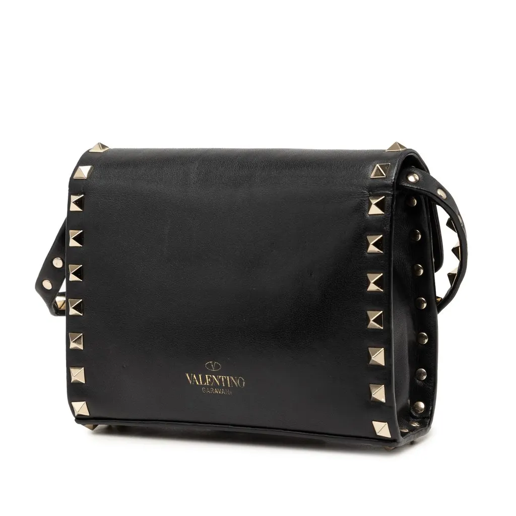 Valentino Mini Leather Rockstud Crossbody Black Leather Very good - Back View