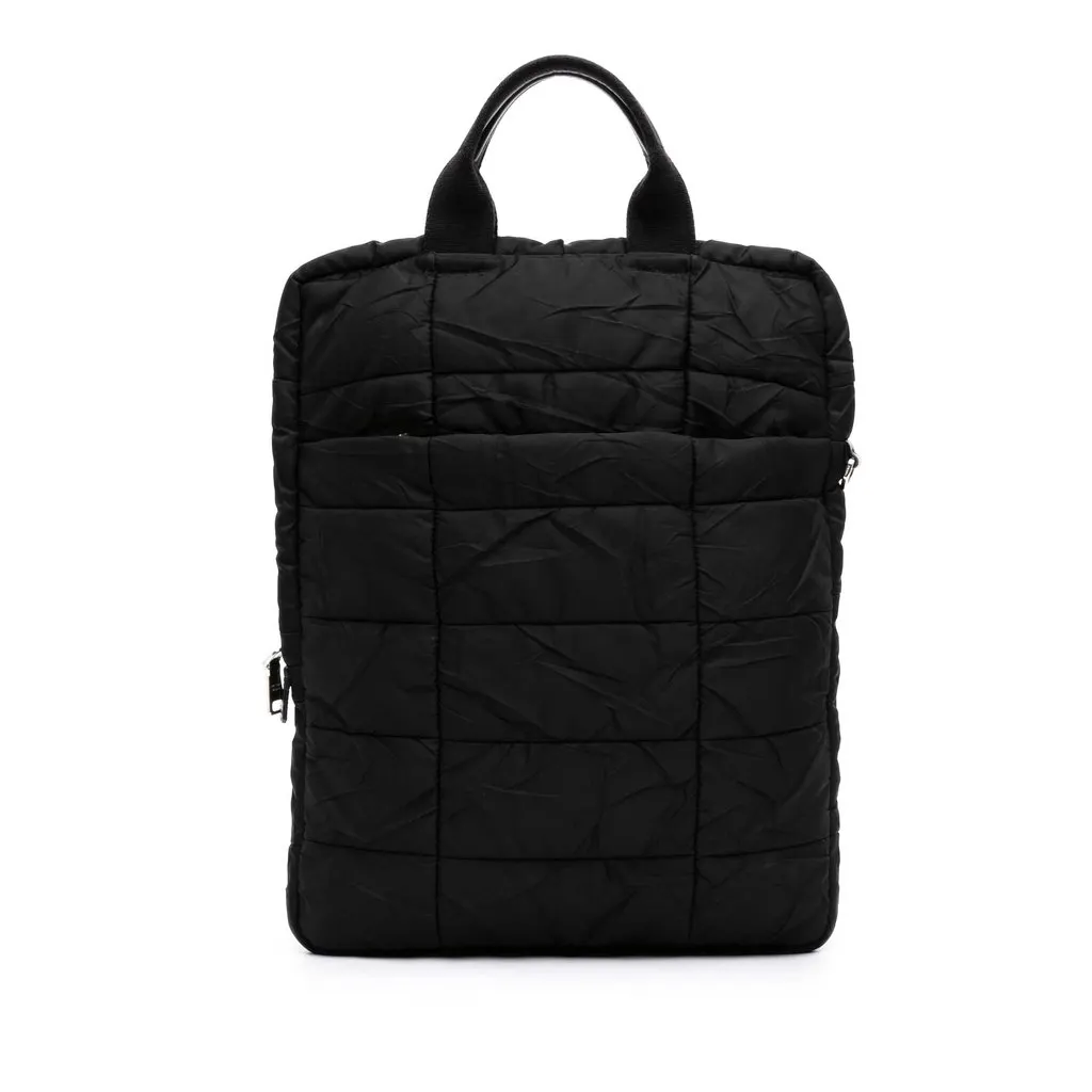 Prada Tessuto Bomber Vertical Laptop Bag Black Polyamide Very good - Front View
