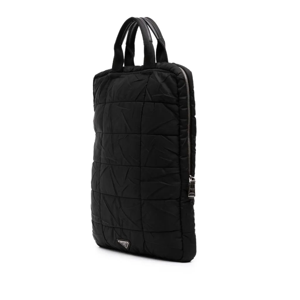 Prada Tessuto Bomber Vertical Laptop Bag Black Polyamide Very good - Back View