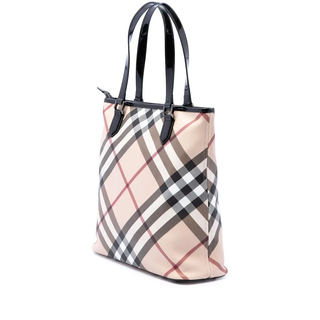 Burberry Supernova Check Coated Canvas Tote Beige Very good - Back View