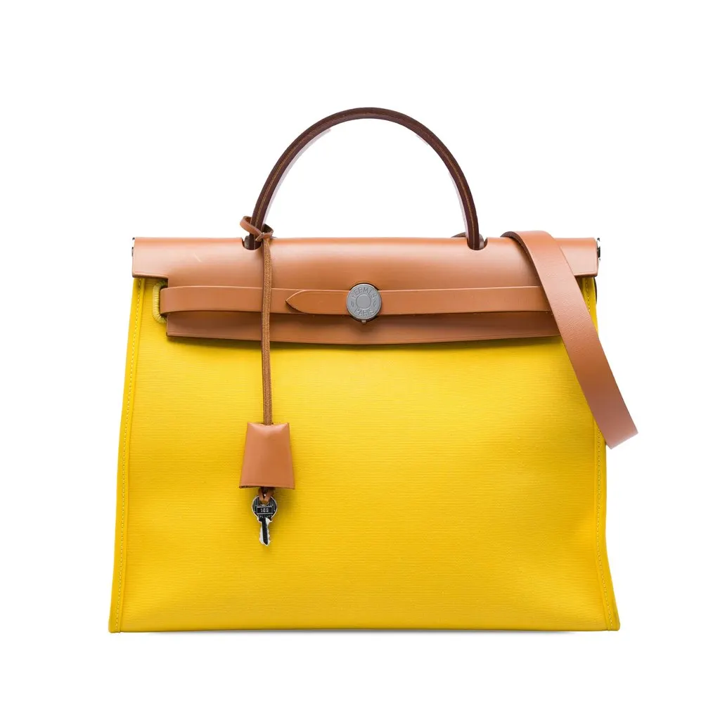 Hermès Toile Herbag Zip 31 Yellow Very good - Front View