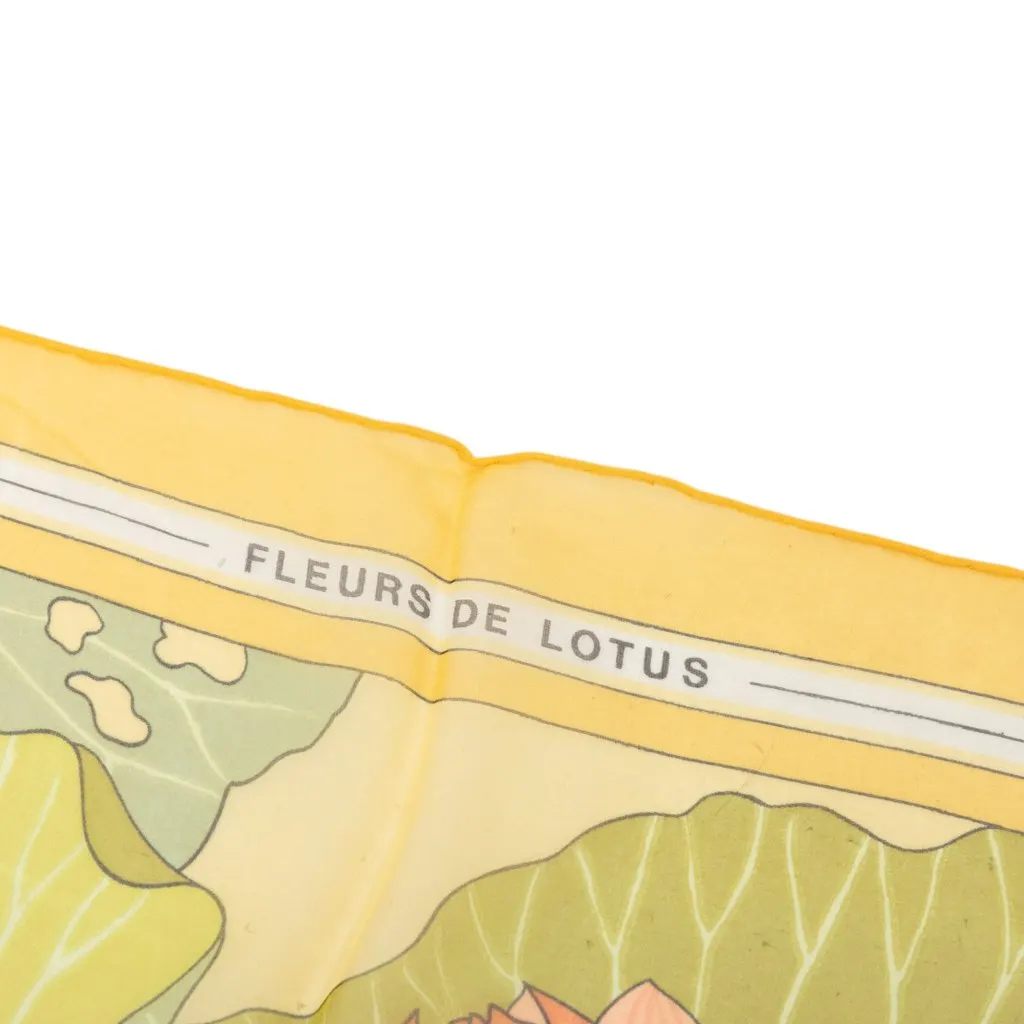 Hermès Fleurs De Lotus Mousseline Silk Scarf 90 Yellow Silk Very good - Box View