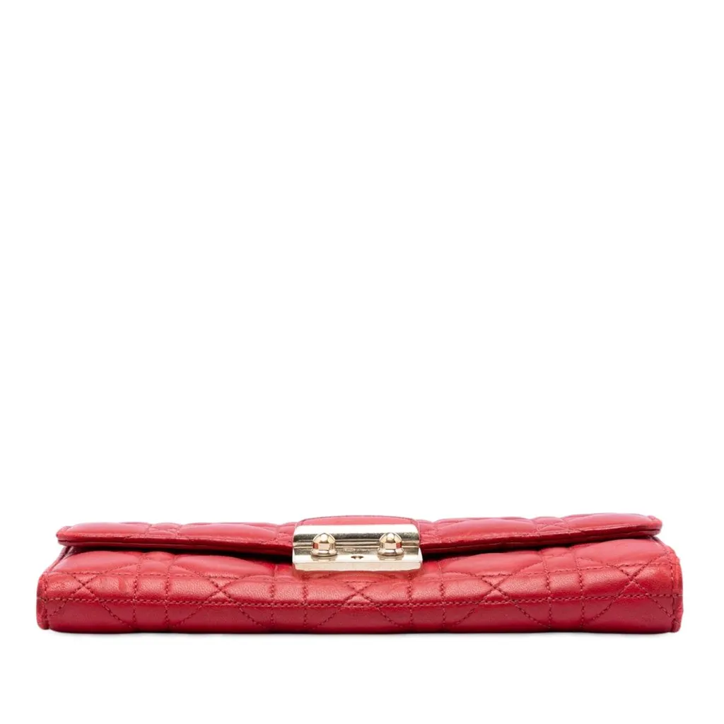 Dior Lambskin Cannage Miss Dior Promenade Wallet on Chain Red Leather Very good - Inside View