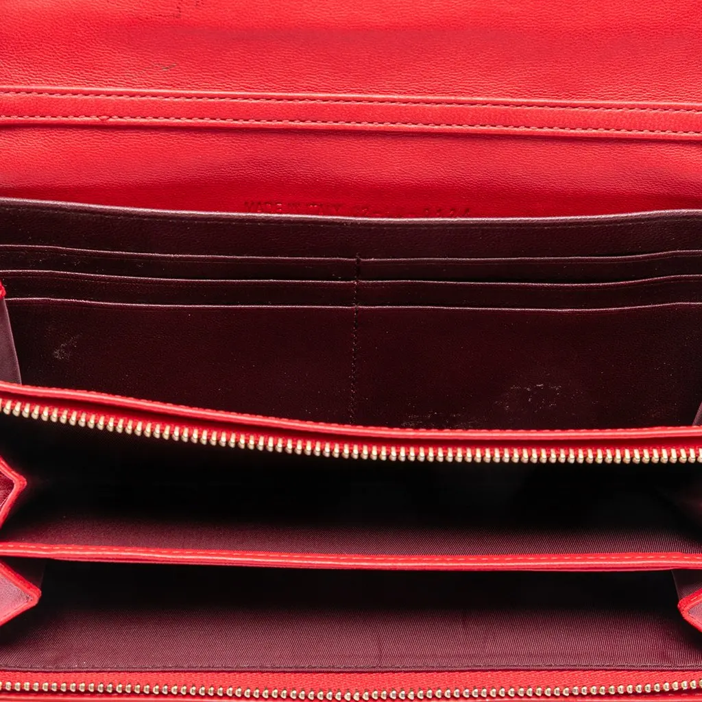 Dior Lambskin Cannage Miss Dior Promenade Wallet on Chain Red Leather Very good - Model View