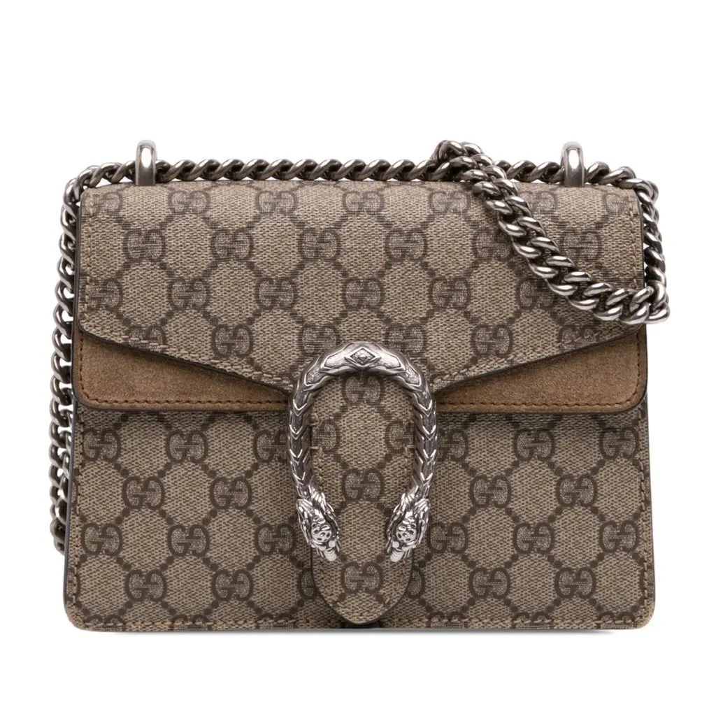 Gucci Small GG Supreme Dionysus Crossbody Beige Canvas Very good - Front View