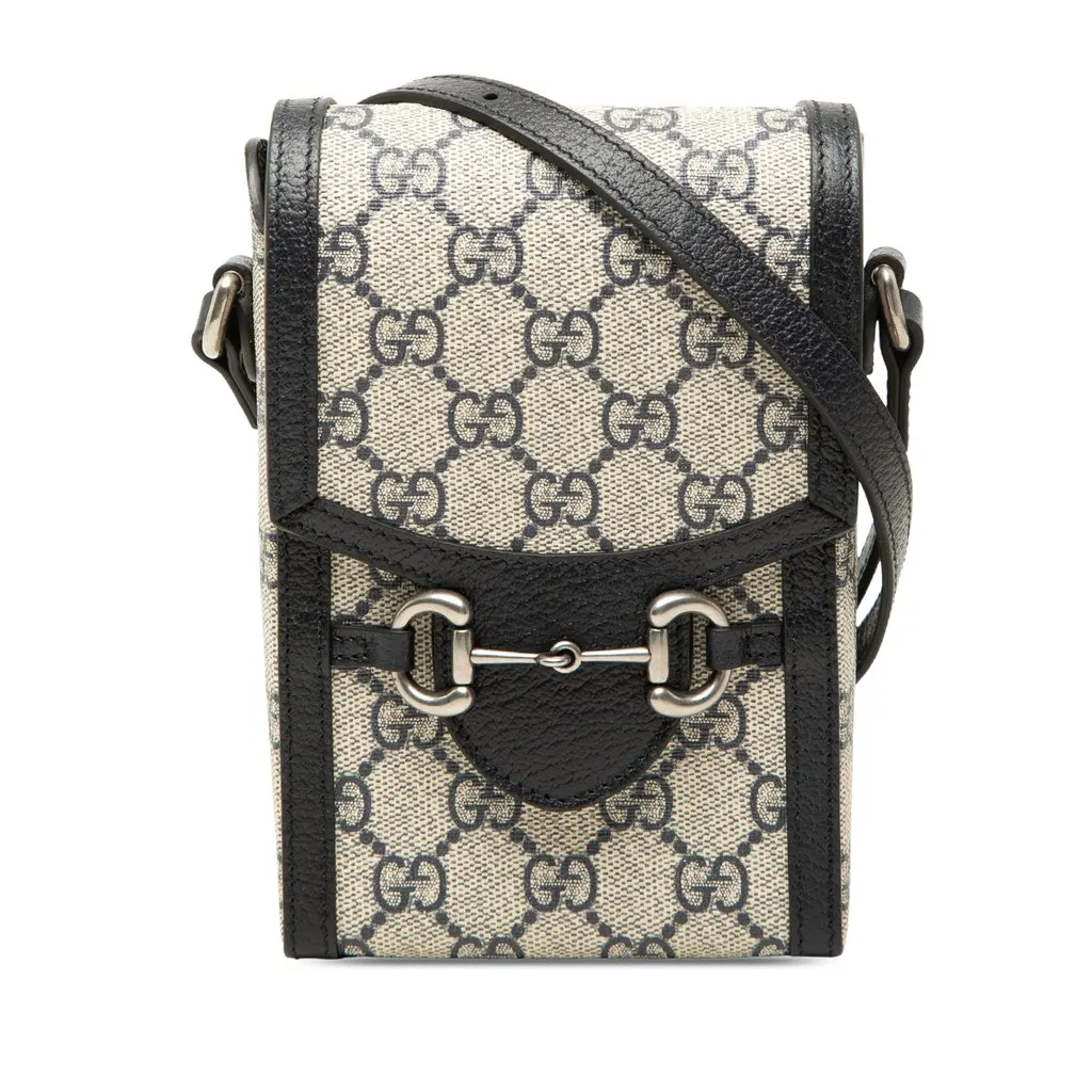 Gucci Mini GG Supreme Horsebit 1955 Crossbody Beige Canvas Very good - Front View