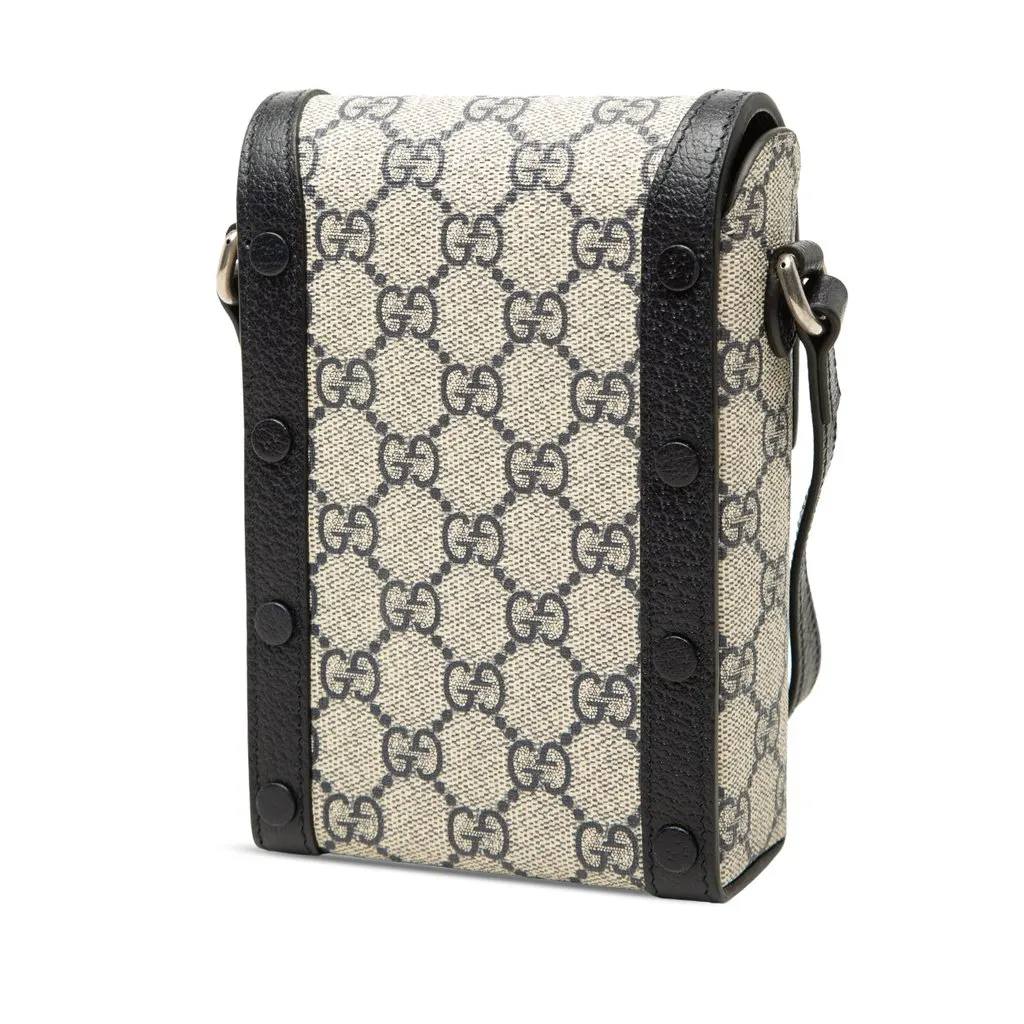 Gucci Mini GG Supreme Horsebit 1955 Crossbody Beige Canvas Very good - Back View