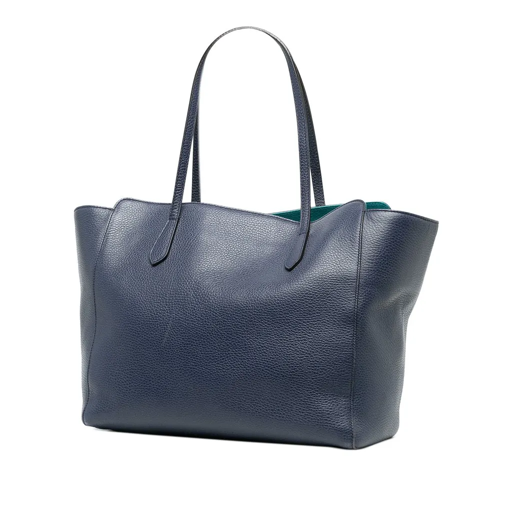 Gucci Medium Calfskin Swing Tote Blue Leather Good - Back View