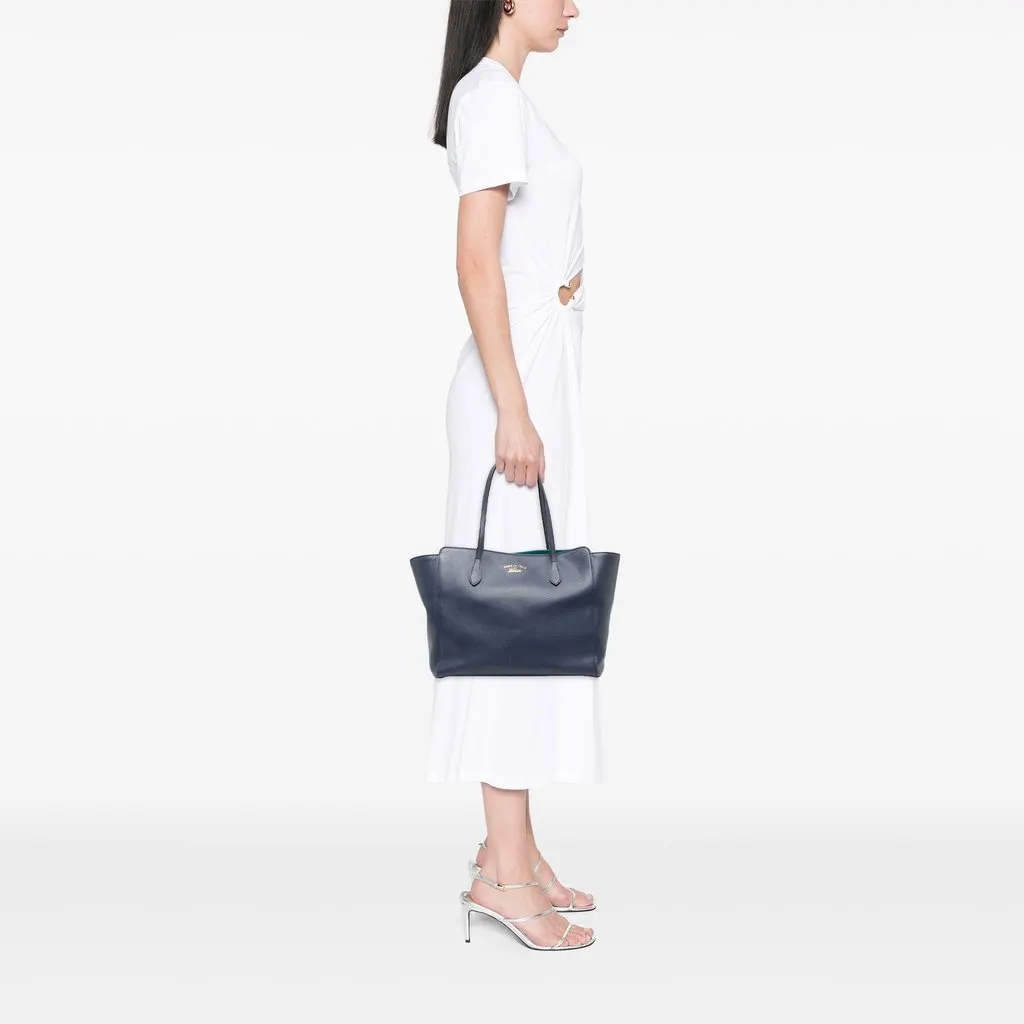 Gucci Medium Calfskin Swing Tote Blue Leather Good - Box View