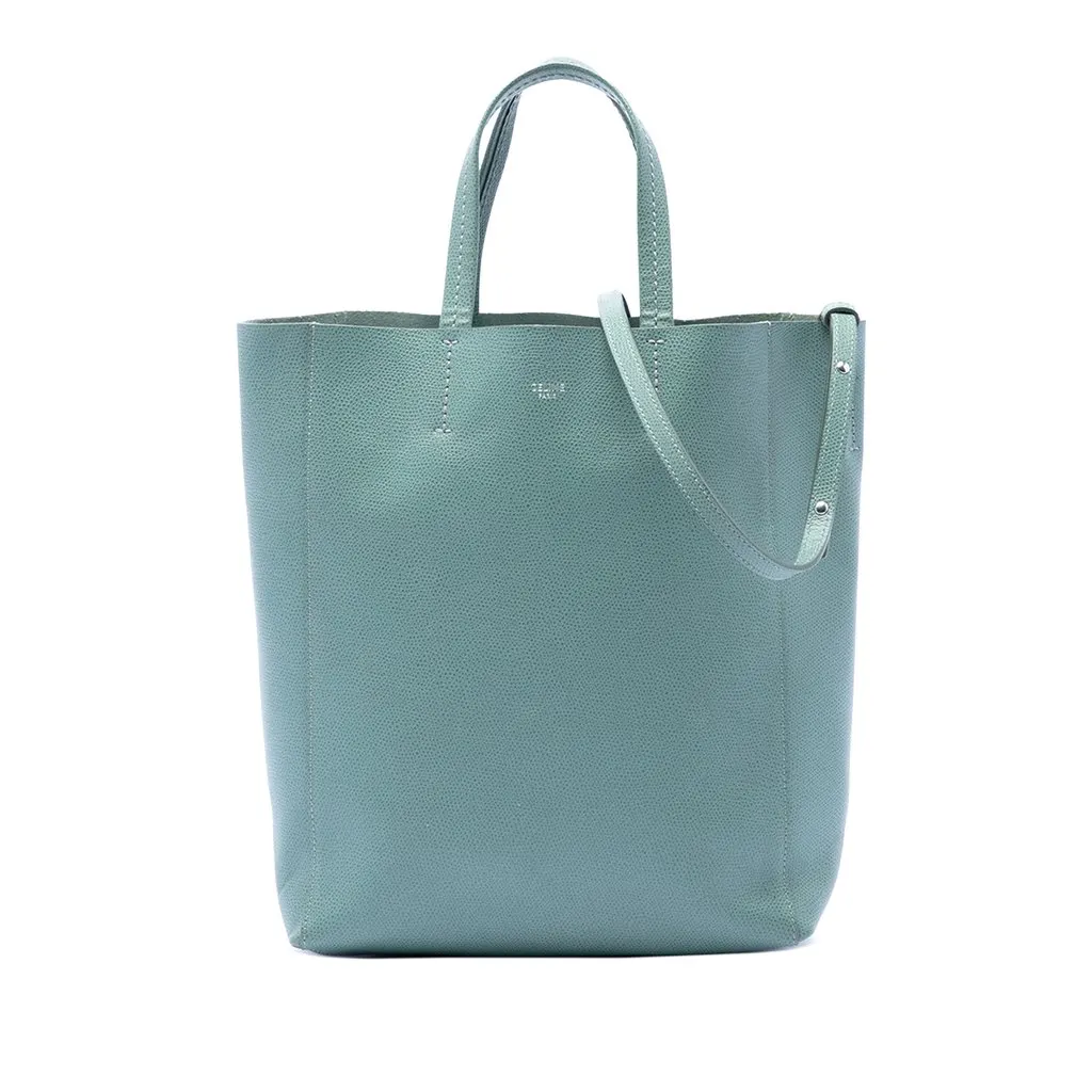 Celine Small Grained Calfskin Vertical Cabas Tote Blue Leather Very good - Front View