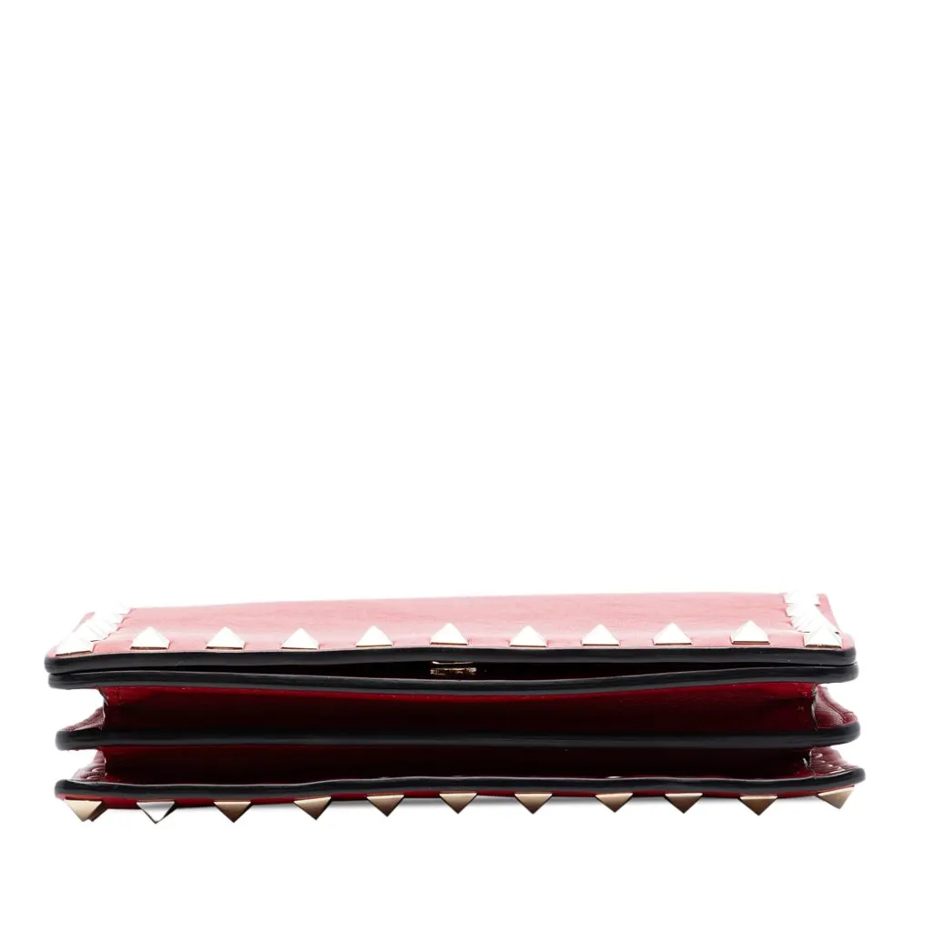 Valentino Leather Rockstud Chain Pouch Red Leather Very good - Inside View