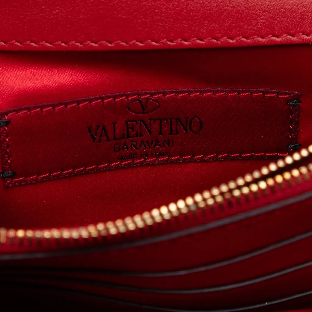 Valentino Leather Rockstud Chain Pouch Red Leather Very good - Box View