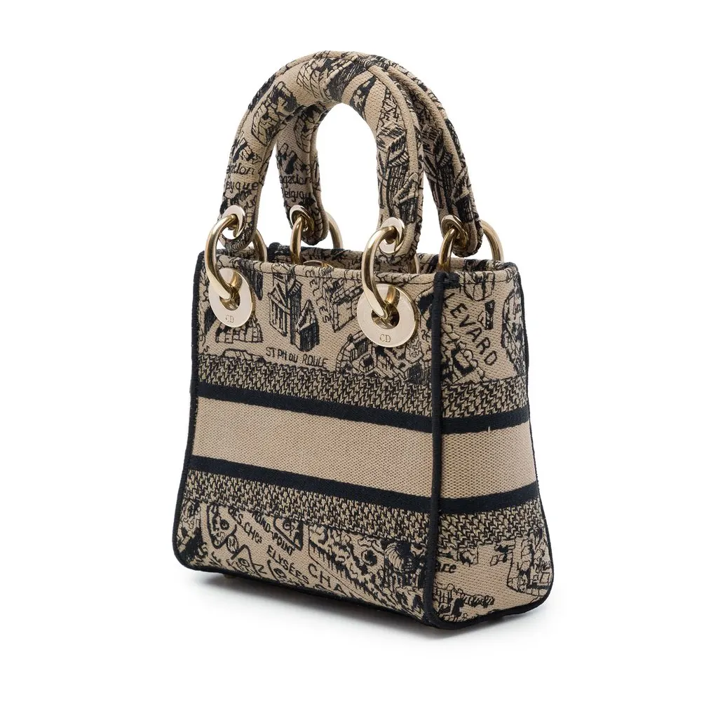 Dior Mini Embroidered Canvas Plan de Paris Lady D Lite Beige Canvas Very good - Back View