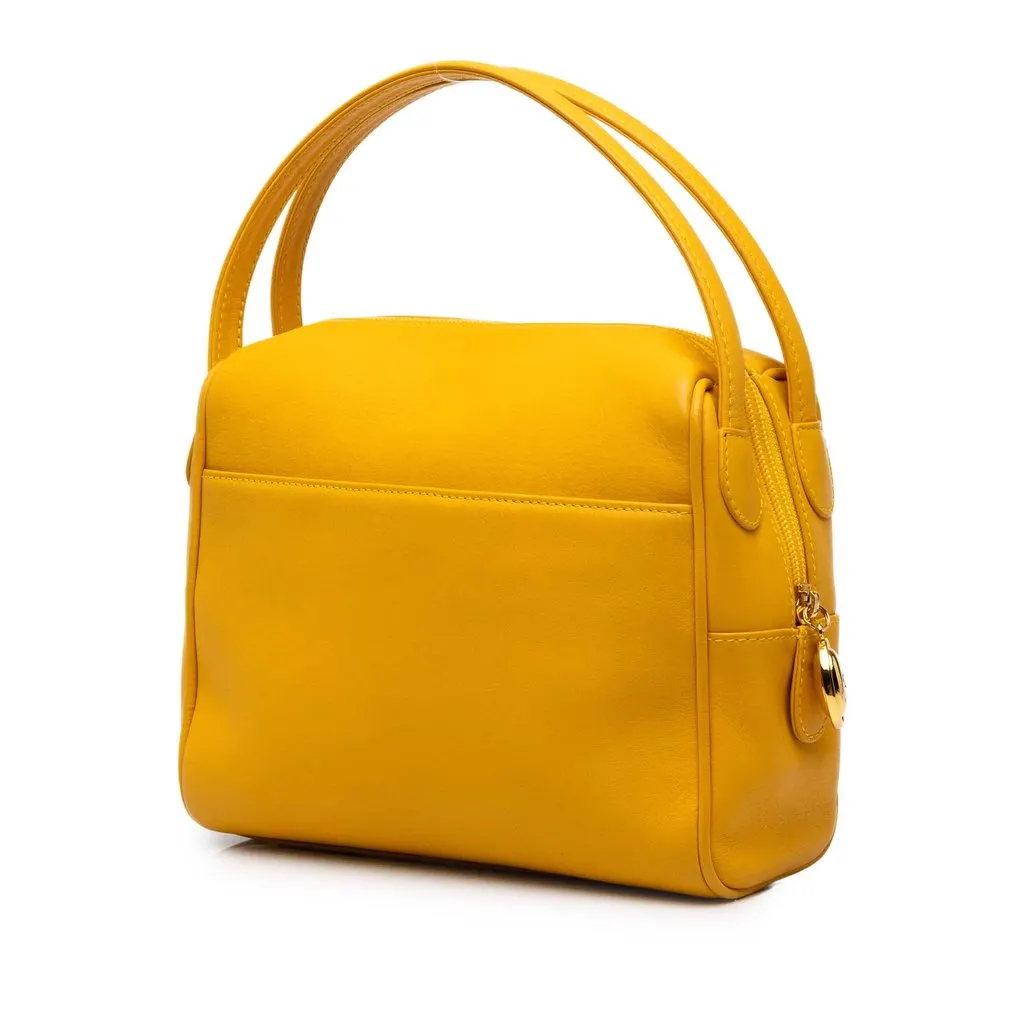 Dior Leather CD Logo Handbag Yellow Leather Very good - Back View