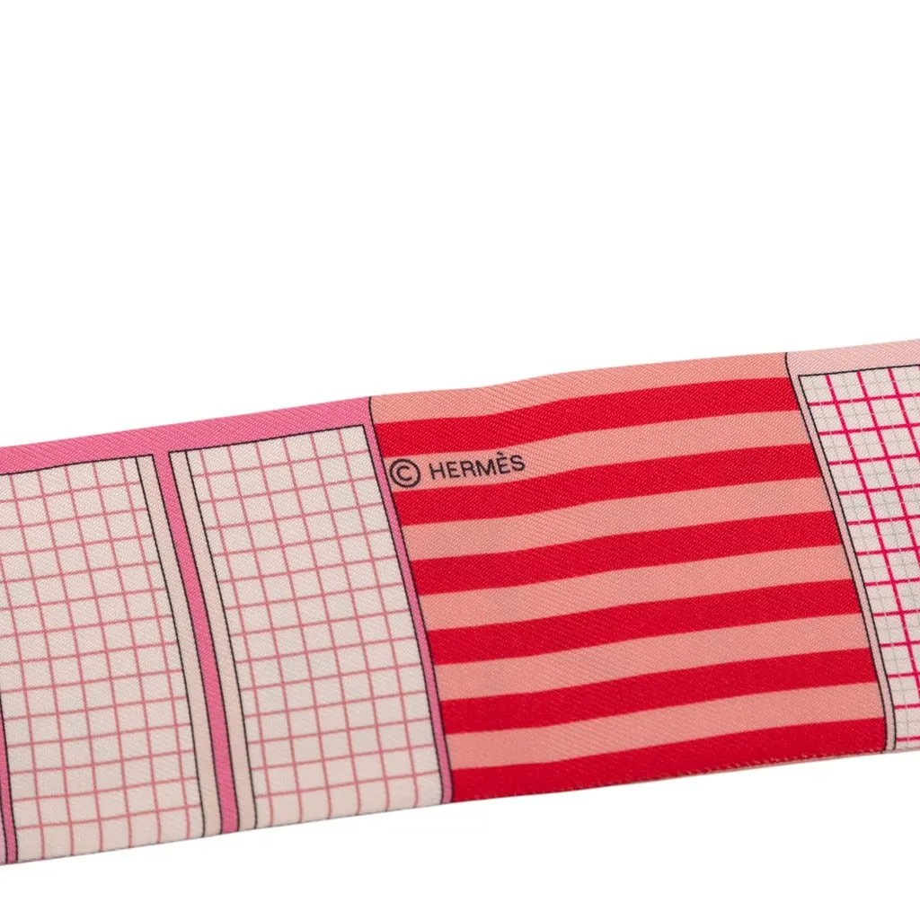 Hermès Couvertures Nouvelles Silk Twilly Scarf Pink Silk Good - Box View
