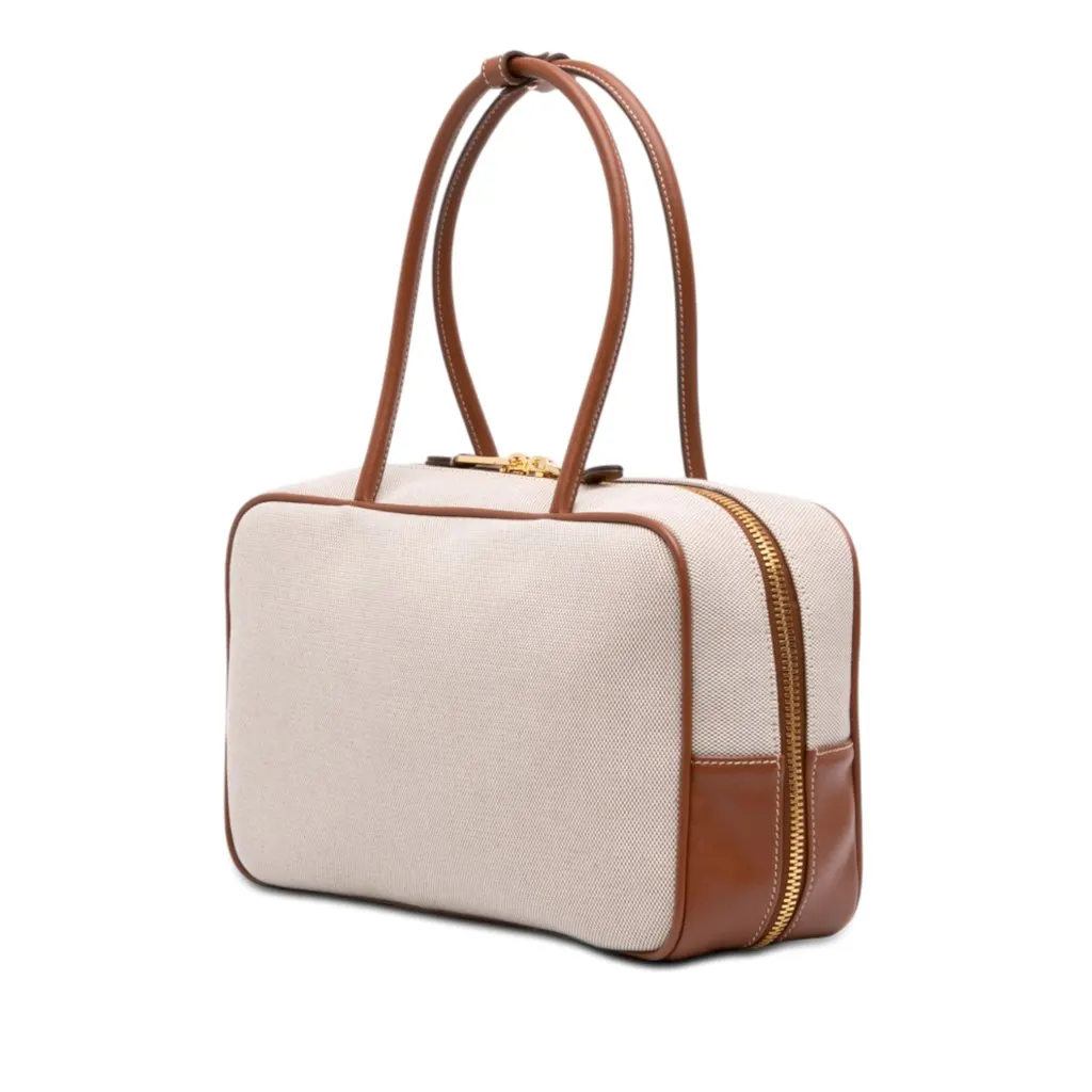 Miu Miu Large Canvas and Leather Logo Beau Handbag Beige Never worn - Back View