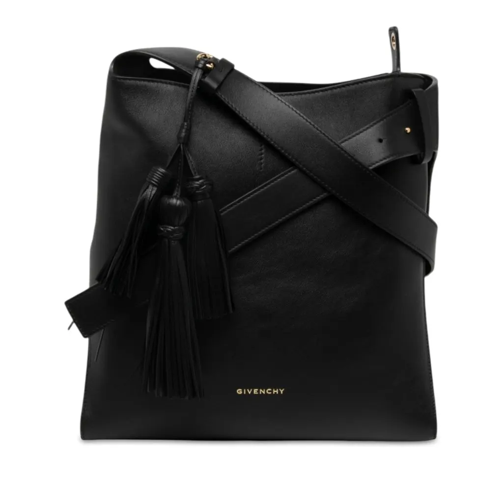 Givenchy Medium Leather Belted Shoulder Bag Black Leather Never worn - Front View