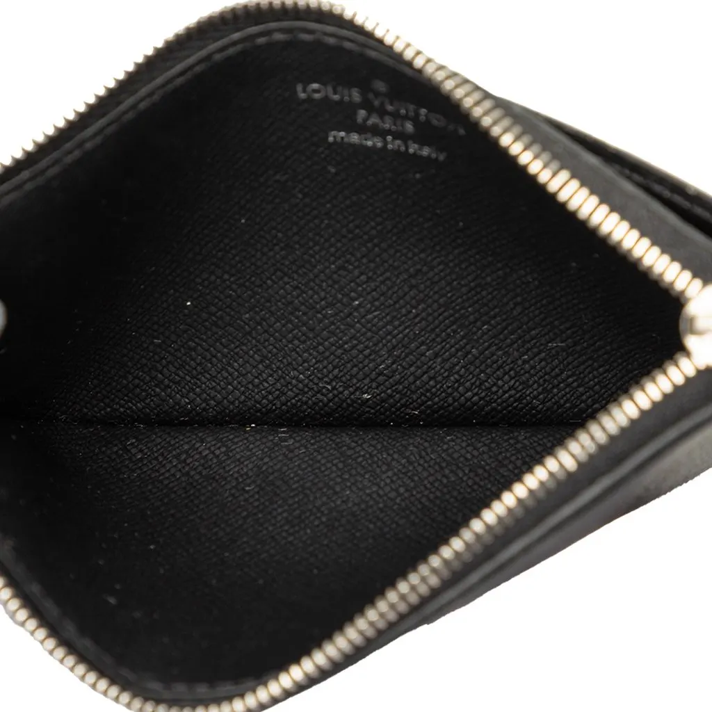 Louis Vuitton Monogram Eclipse Taigarama Coin Card Holder Black Very good - Model View