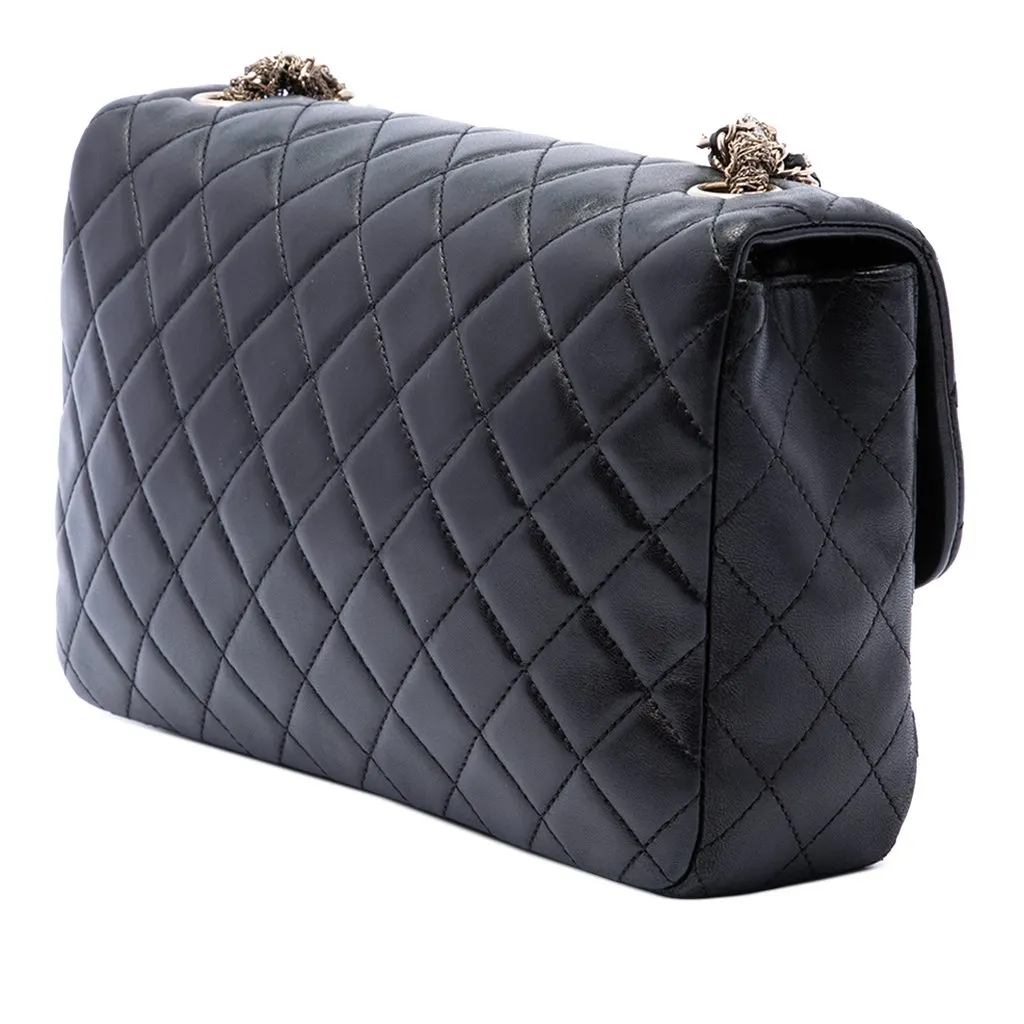 Chanel Medium Quilted Lambskin Westminster Pearl Flap Black Leather Very good - Back View