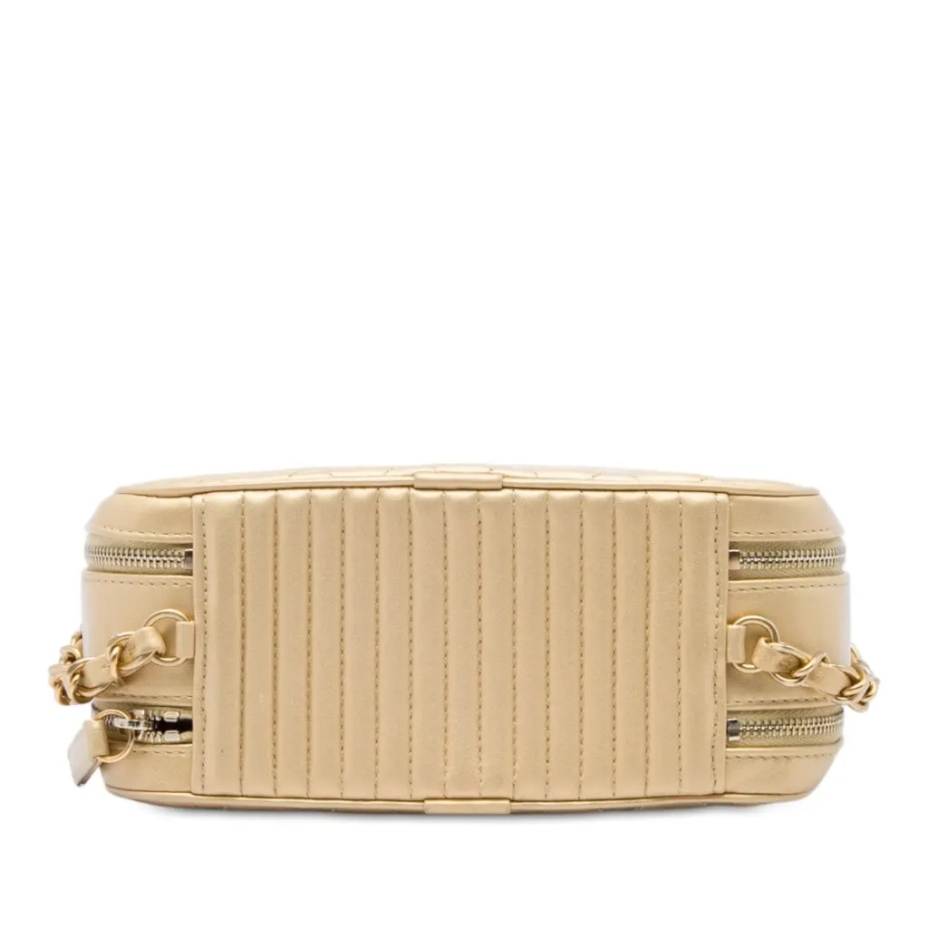 Chanel Small Quilted Lambskin Coco Boy Camera Bag Gold Leather Very good - Inside View