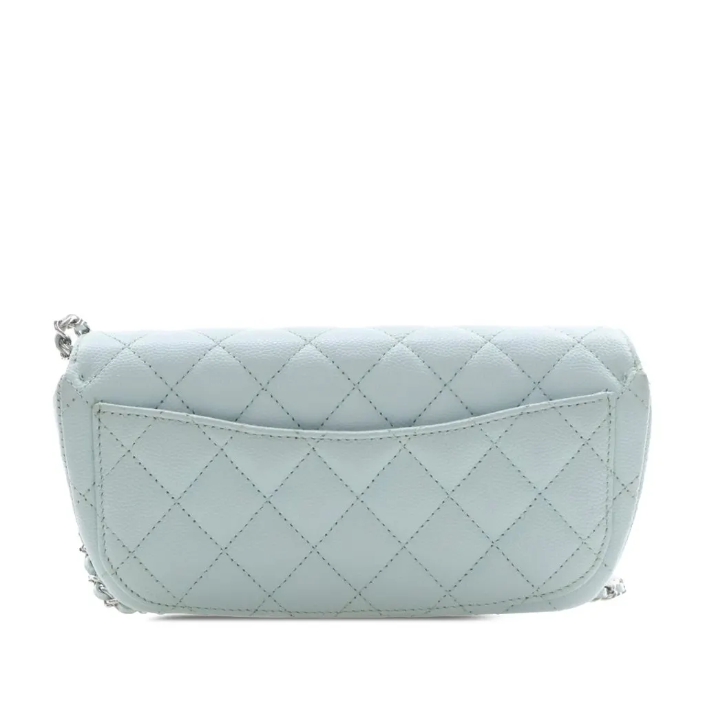 Chanel CC Quilted Caviar Glasses Case on Chain Blue Leather Very good - Inside View