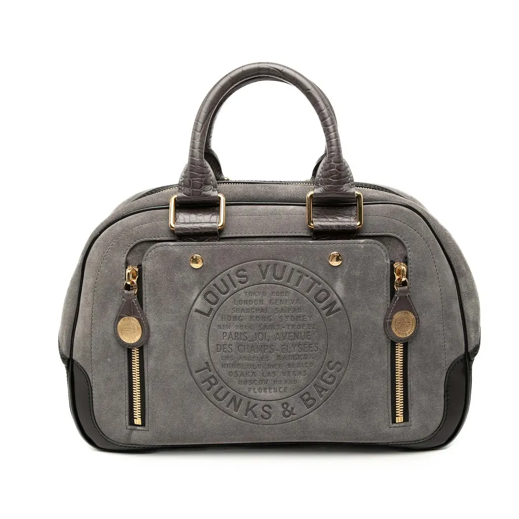 Louis Vuitton Havane Stamped Trunk GM Grey Leather Very good - Front View
