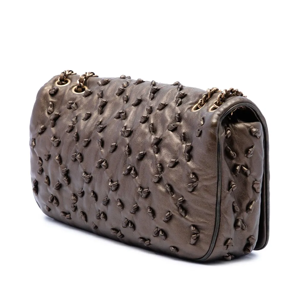 Chanel CC Metallic Lambskin Chic Knot Flap Brown Leather Very good - Back View