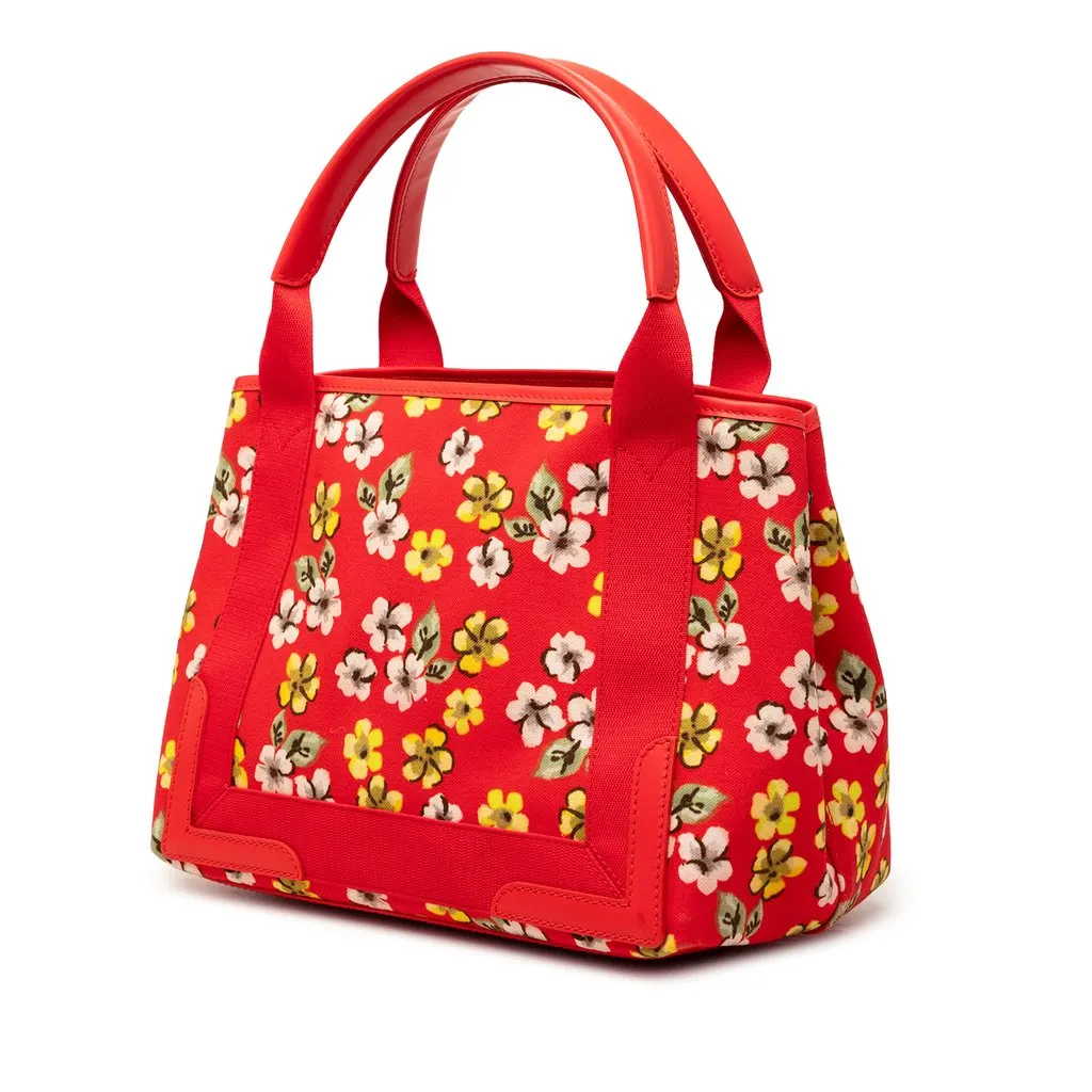 Balenciaga Canvas Floral Print Navy Cabas S Red Very good - Back View