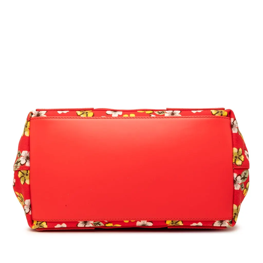 Balenciaga Canvas Floral Print Navy Cabas S Red Very good - Inside View