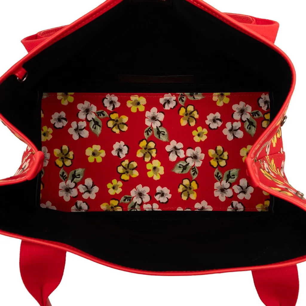 Balenciaga Canvas Floral Print Navy Cabas S Red Very good - Model View