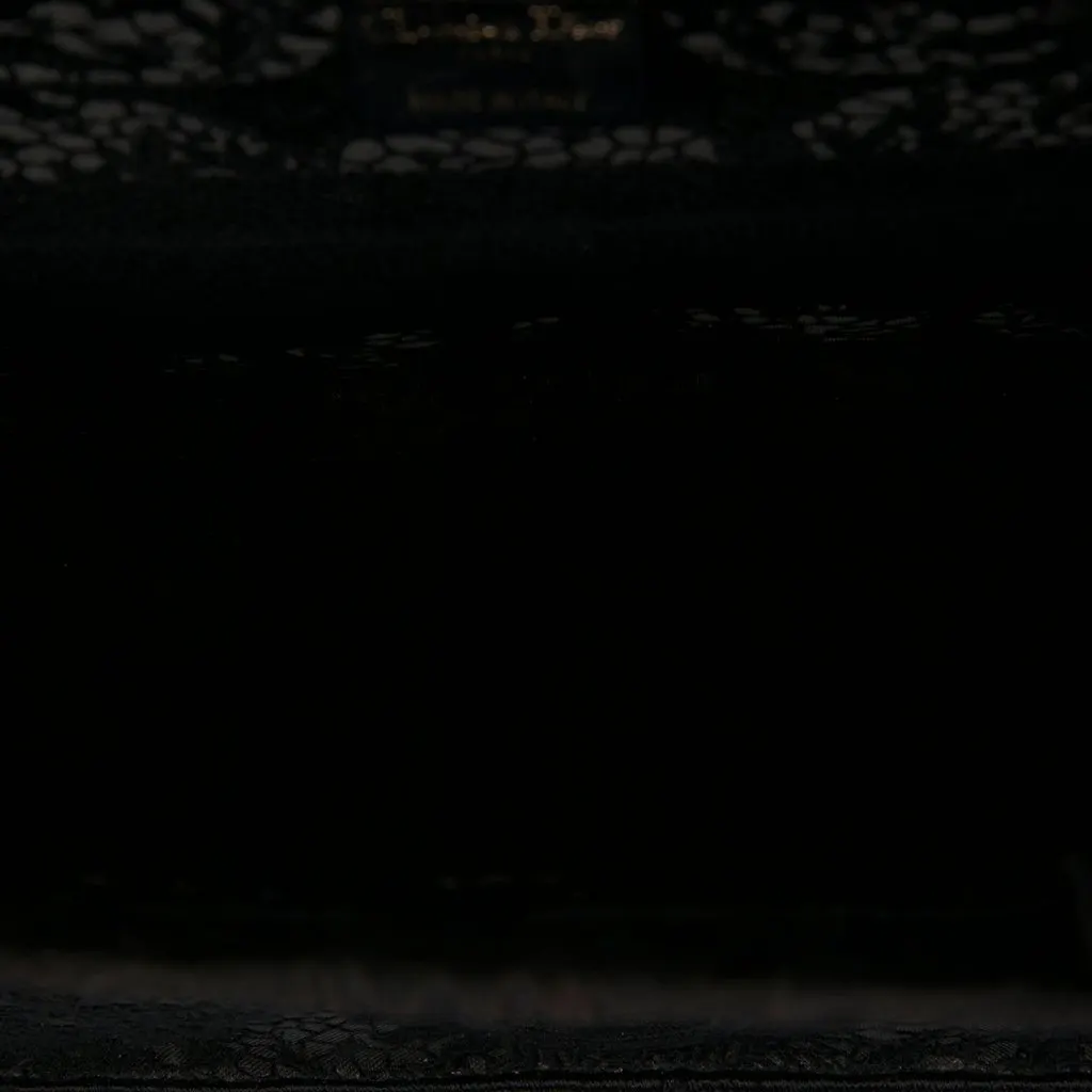 Dior Medium Canvas and Embroidered Mesh Macrame Toile de Jouy Soleil Book Tote Black Canvas Very good - Model View