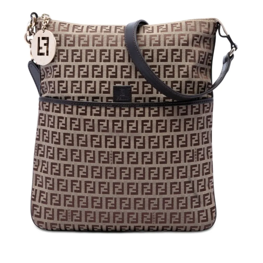 Fendi Zucchino Canvas Crossbody Beige Very good - Front View
