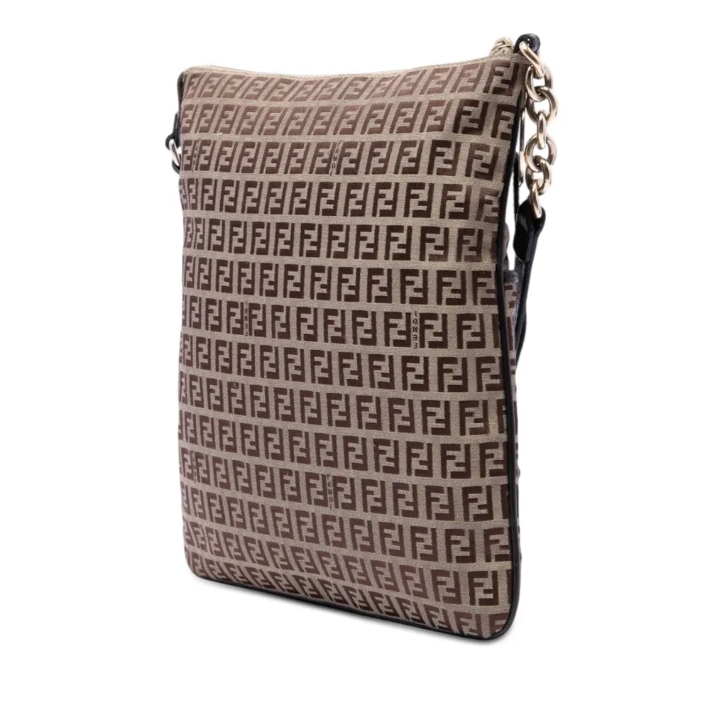 Fendi Zucchino Canvas Crossbody Beige Very good - Back View