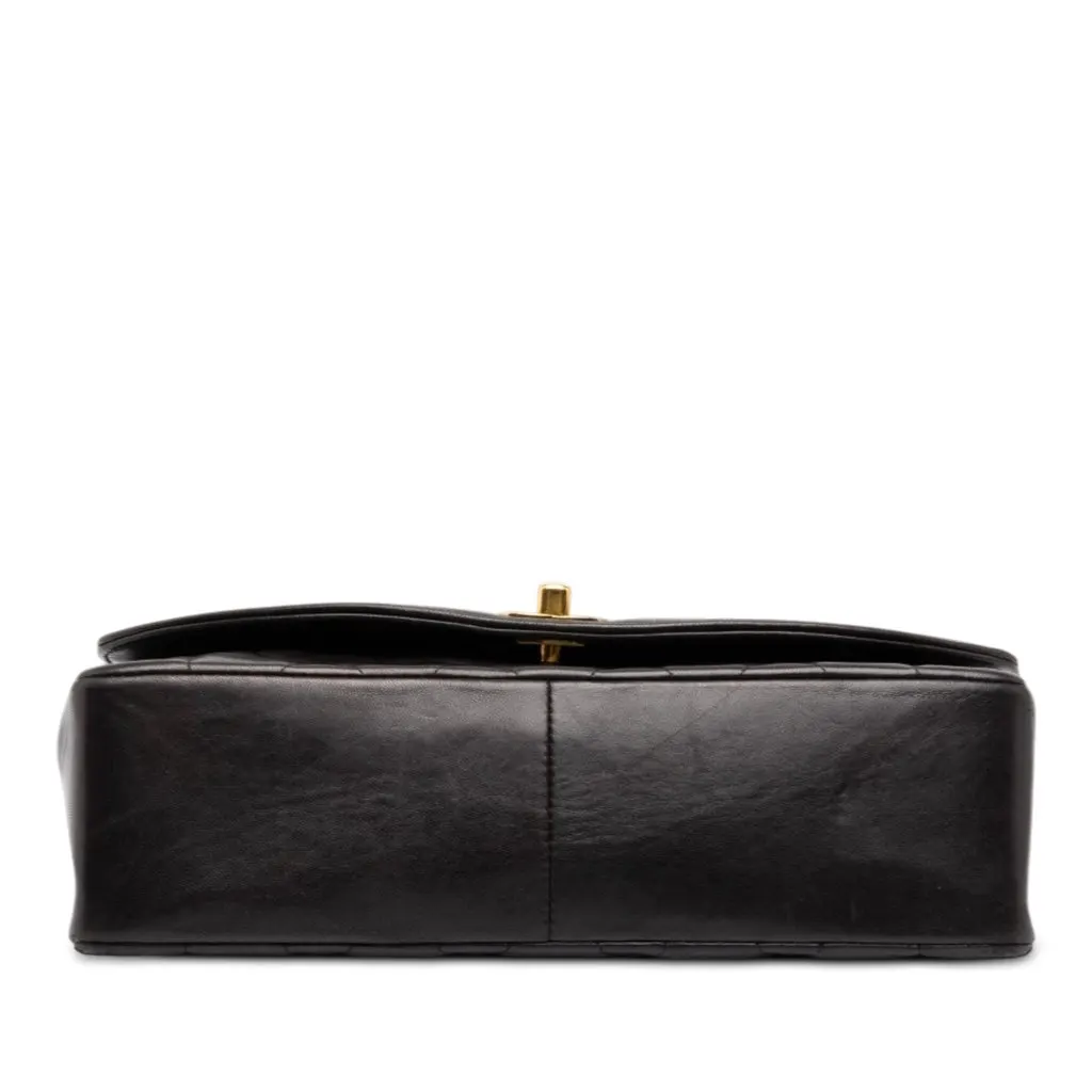 Chanel Small Quilted Lambskin Diana Single Flap Black Leather Good - Inside View