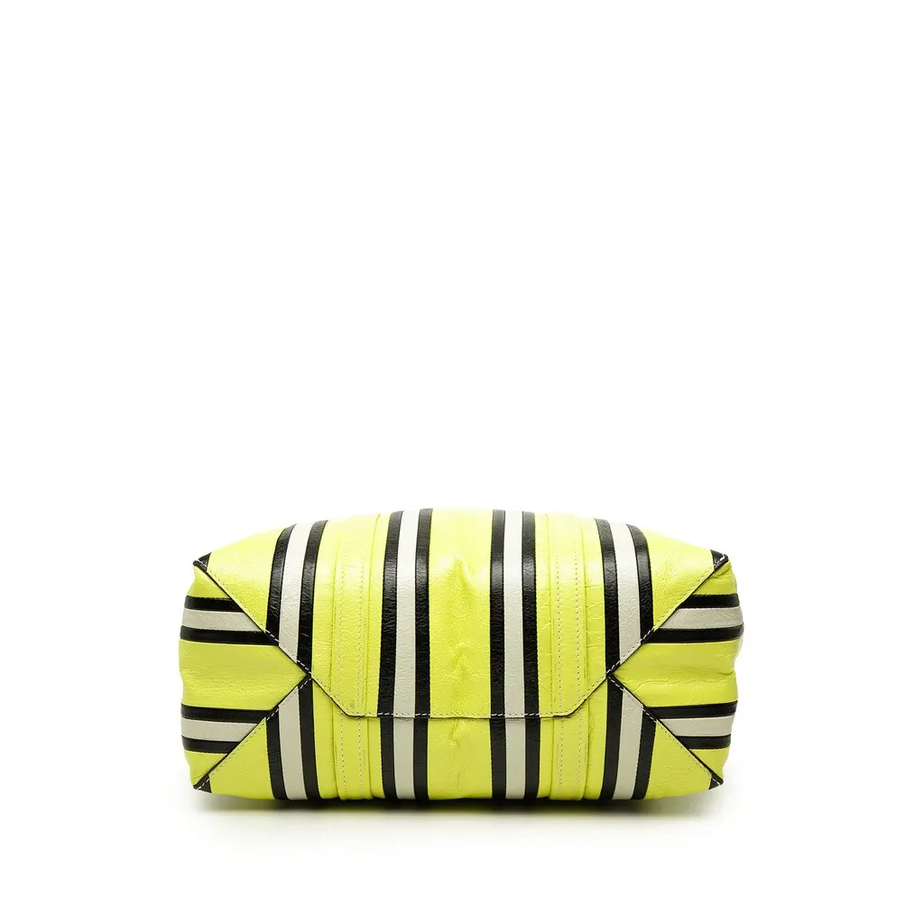 Balenciaga Medium Lambskin Barbes East West Striped Shopper Tote Yellow Leather Very good - Inside View