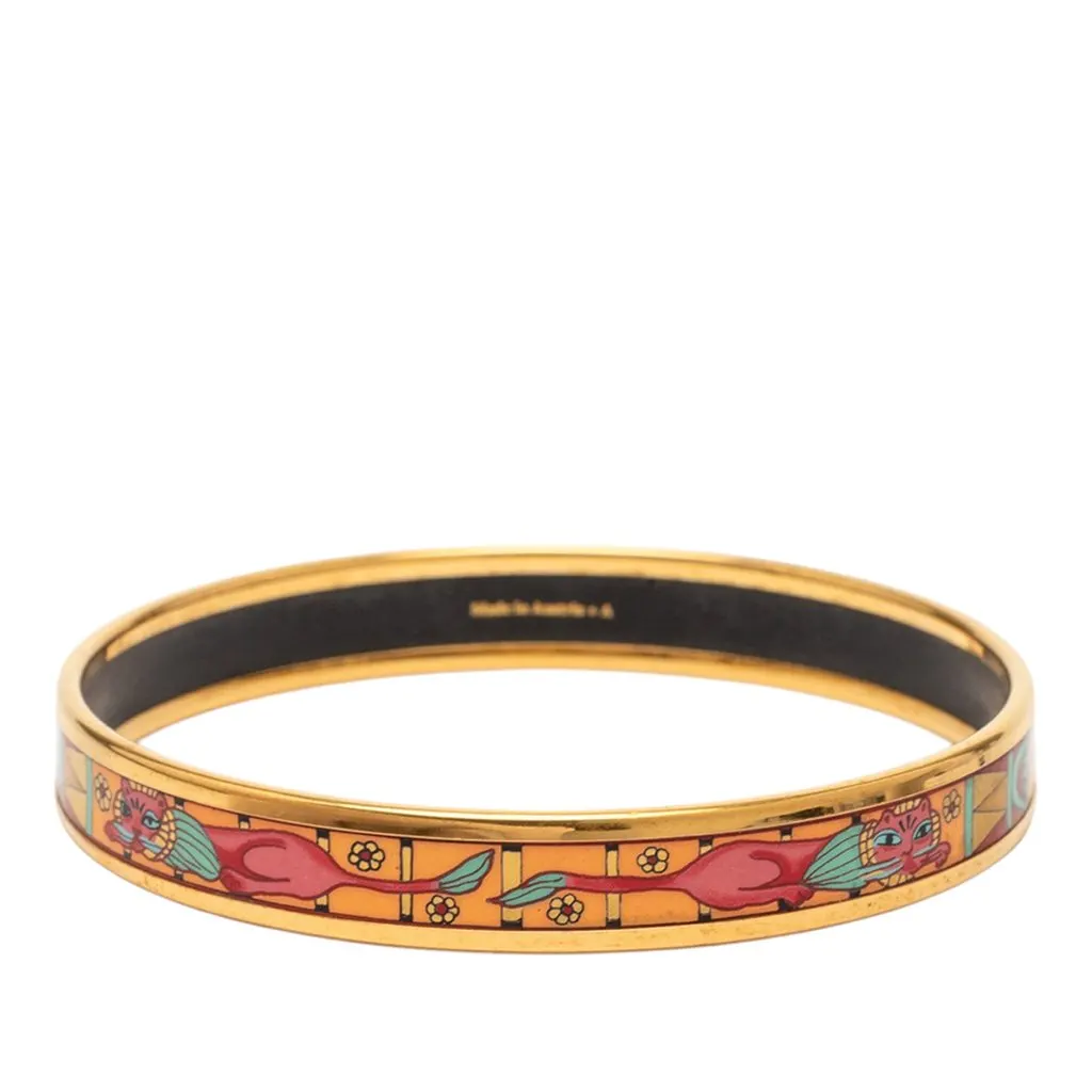 Hermès Narrow Animal Motif Enamel Bangle 62 Gold Very good - Inside View