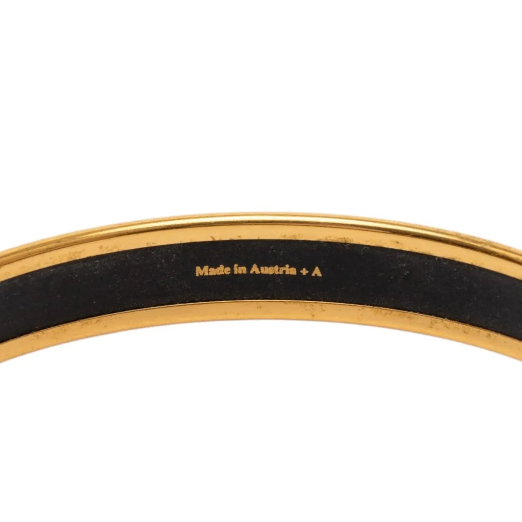 Hermès Narrow Animal Motif Enamel Bangle 62 Gold Very good - Model View
