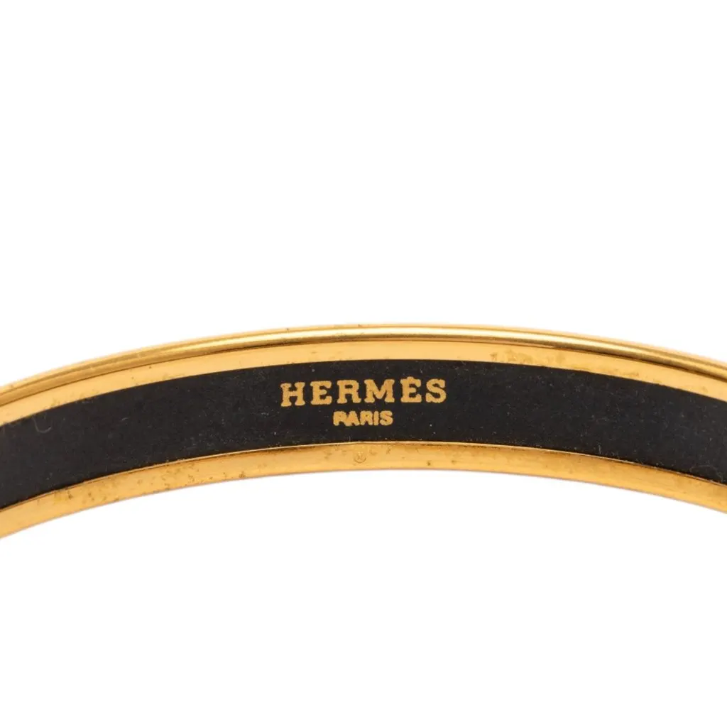 Hermès Narrow Animal Motif Enamel Bangle 62 Gold Very good - Box View