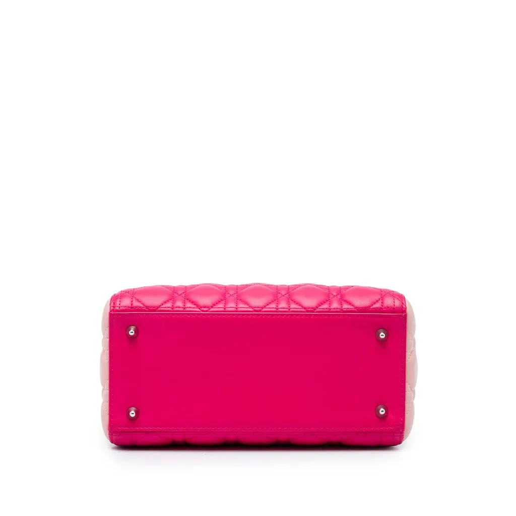 Dior Medium Tricolor Lambskin Cannage Lady Dior Pink Leather Very good - Inside View
