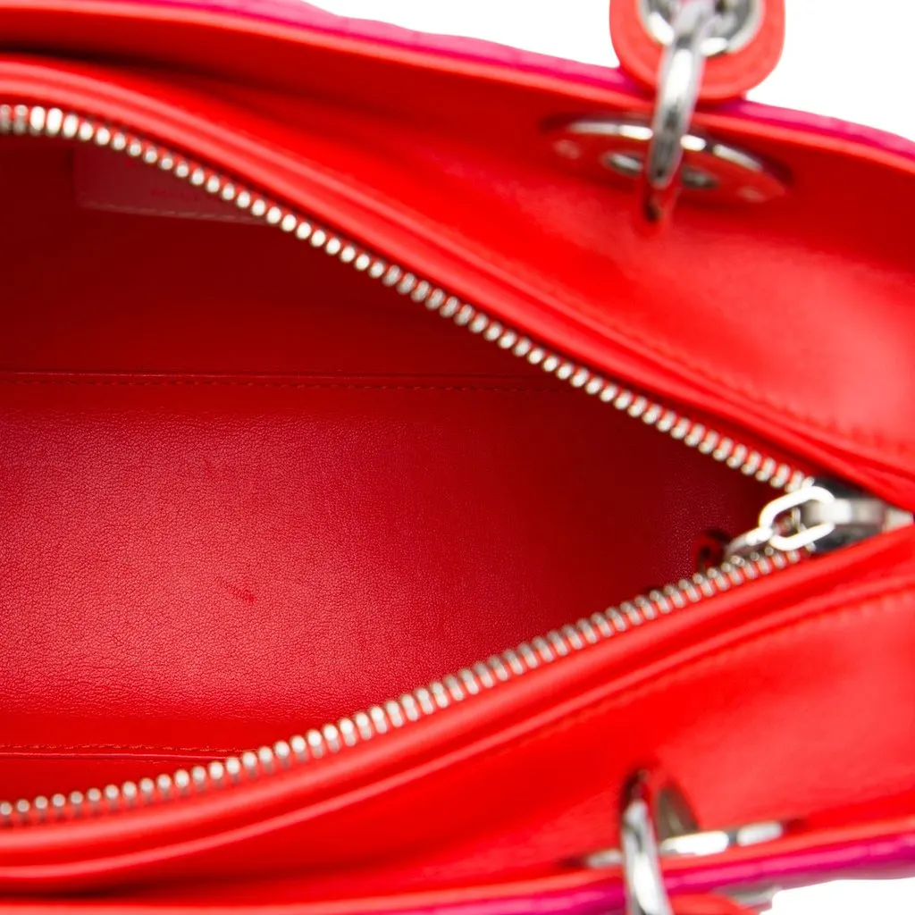 Dior Medium Tricolor Lambskin Cannage Lady Dior Pink Leather Very good - Model View