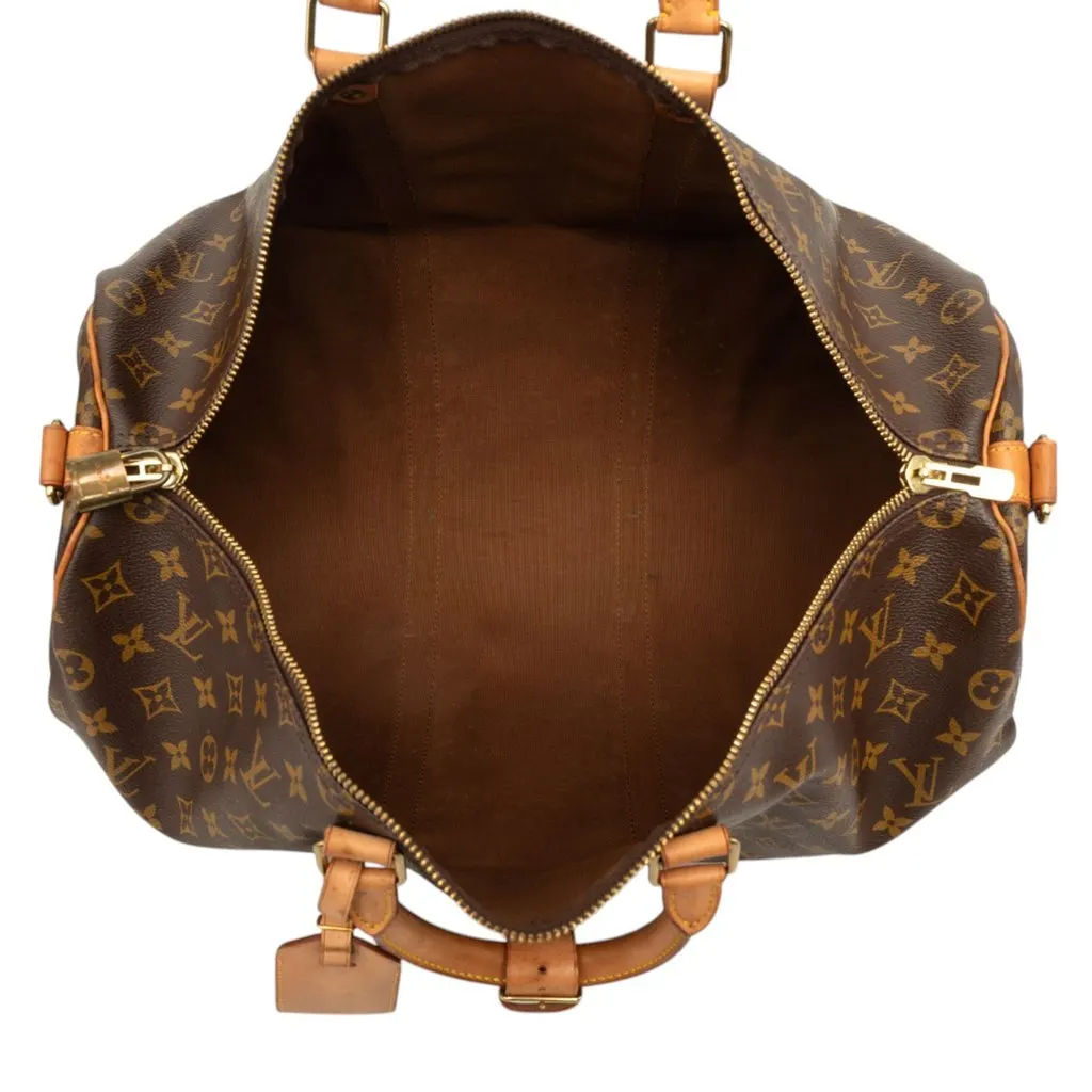 Louis Vuitton Monogram Keepall Bandouliere 50 Brown Canvas Good - Model View