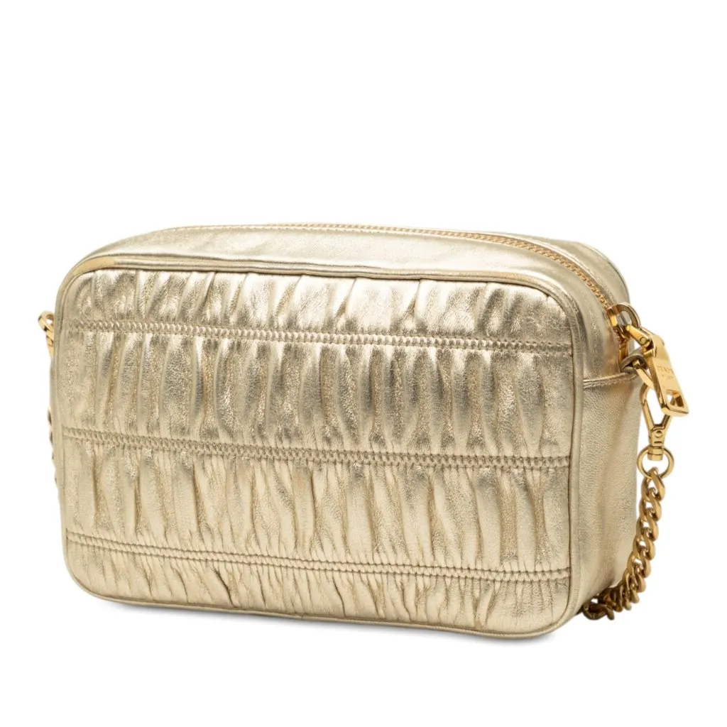 Prada Nappa Gaufre Camera Bag Gold Leather Very good - Back View