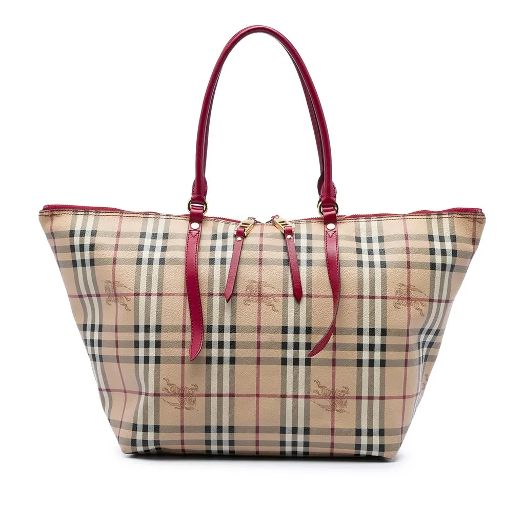 Burberry Small Haymarket Check Coated Canvas Salisbury Tote Beige Canvas Good - Front View